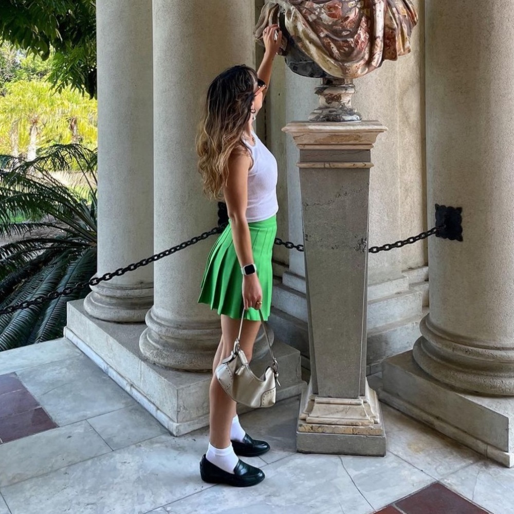 Los Angeles Apparel pleated green tennis skirt